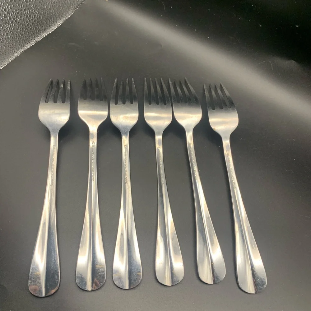 Vintage International Silver Plate Flatware Lot of 6 Forks China Stamped